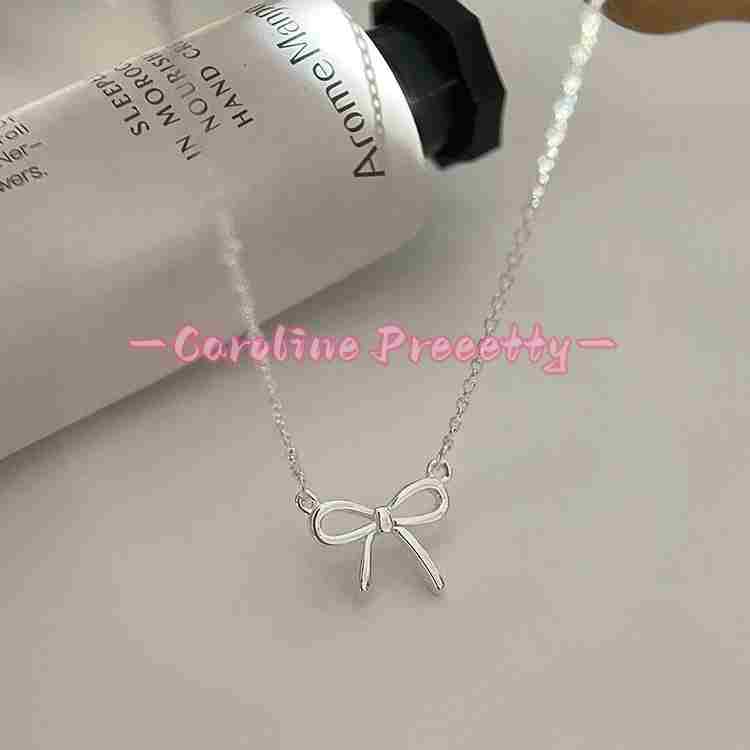 S999 pure silver bow necklace