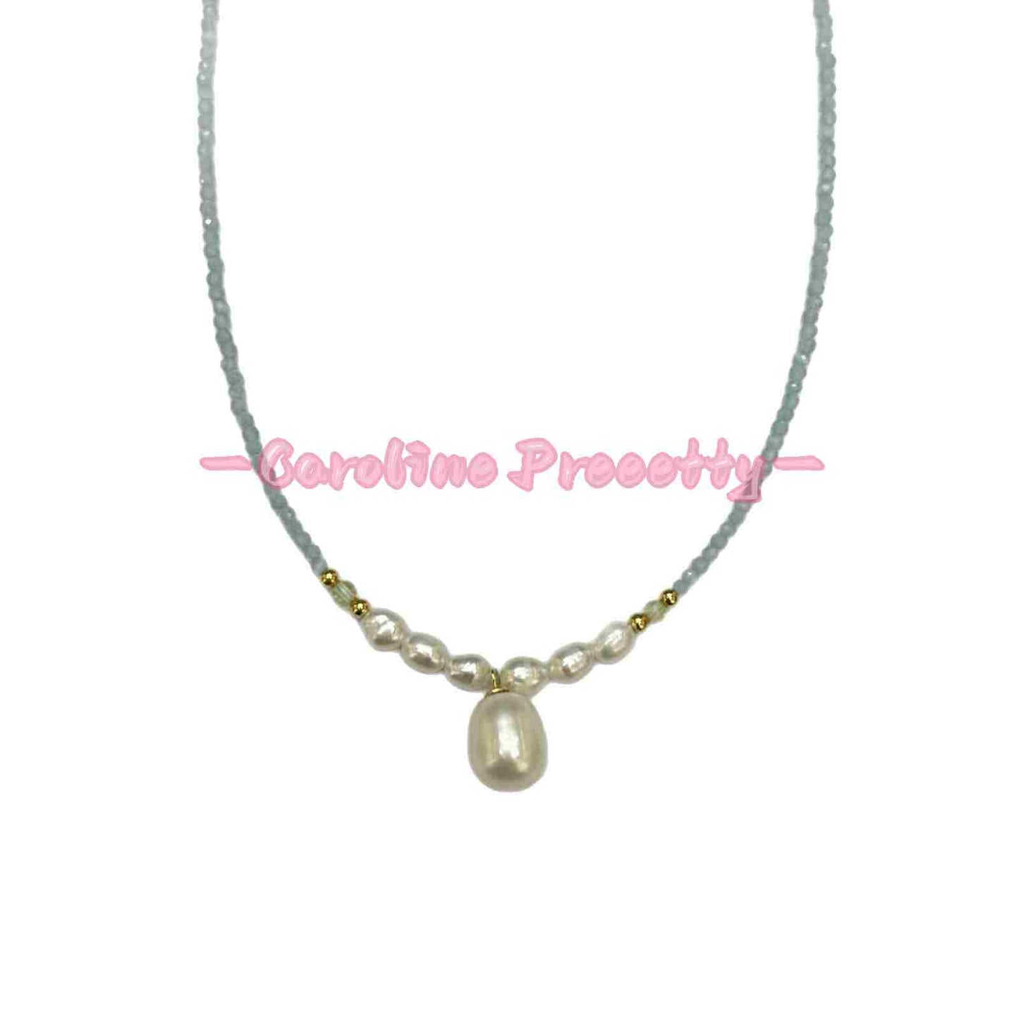 S925 Pure silver natural freshwater pearl water drop necklace,