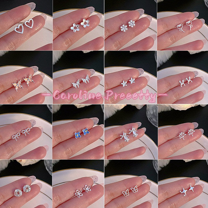 S925 Silver small ear stud earrings