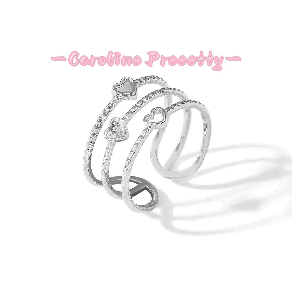 Stainless steel heart-shaped open ring