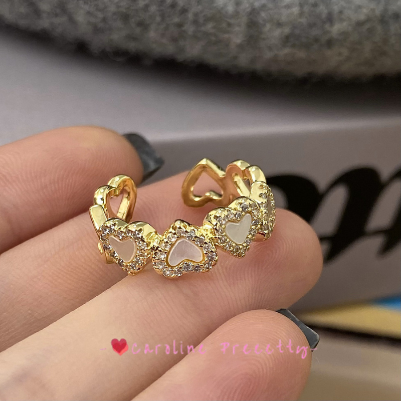 Heart-shaped oil-dripping shell rings with adjustable openings,