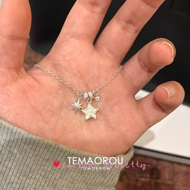 Five-pointed star Running Star Light pendant collarbone chain, 2025 new style necklace for women