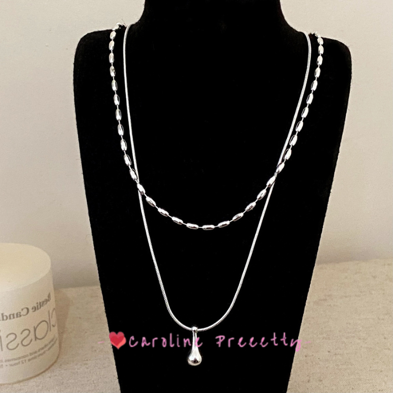 Double-layer water drop collarbone chain, ins style, high-end and trendy necklace