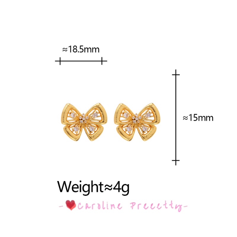 Hollowed-out butterfly with zirconium stud earrings