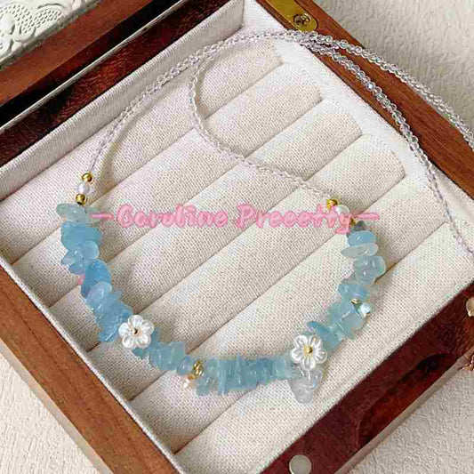 Natural crystal spring and summer sweet charm, dopamine colorful beaded necklace
