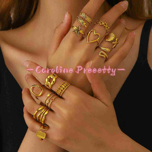 Stainless steel heart-shaped open ring