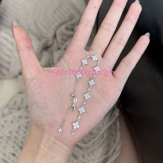 S925 sterling silver moissanite four-leaf clover bracelet