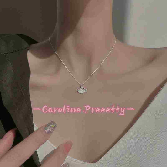 S999 pure silver ginkgo leaf necklace