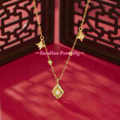S925 sterling silver Sparkling Octagonal Star necklace