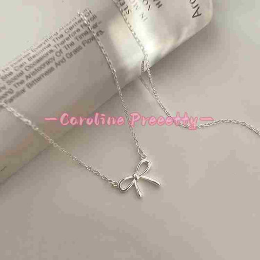 S999 pure silver bow necklace