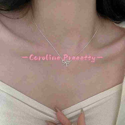 S999 pure silver bow necklace