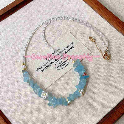 Natural crystal spring and summer sweet charm, dopamine colorful beaded necklace