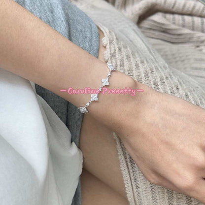 S925 sterling silver moissanite four-leaf clover bracelet