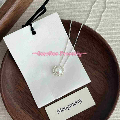 French retro pearl pendant necklace