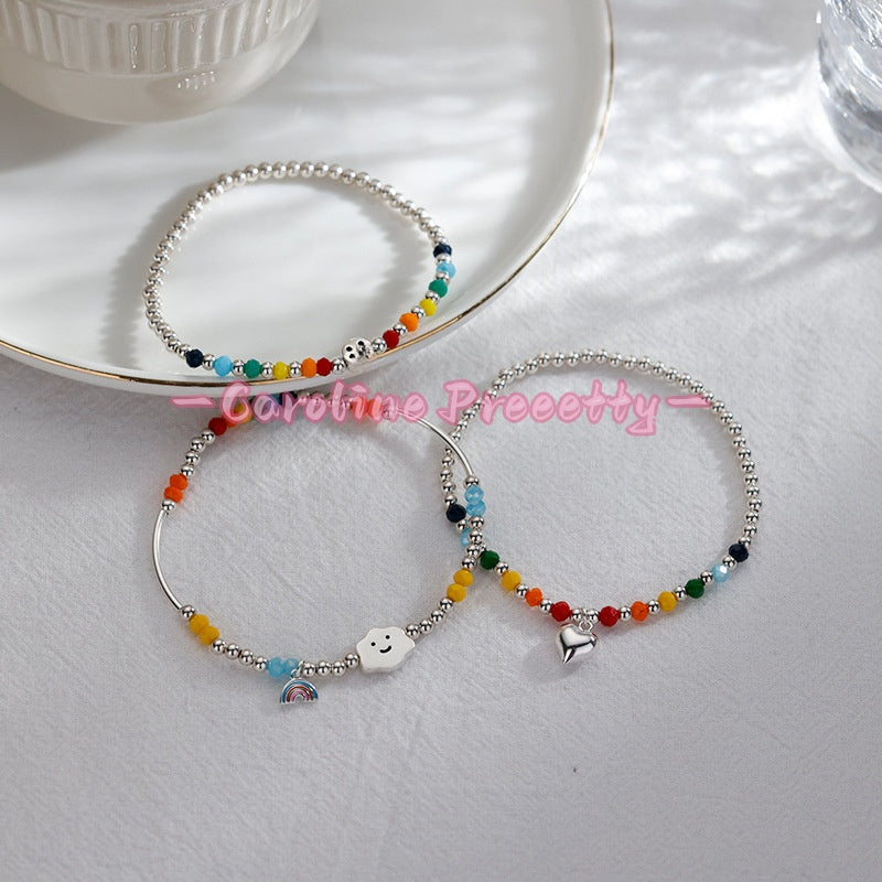 925 sterling silver plated rainbow bracelet