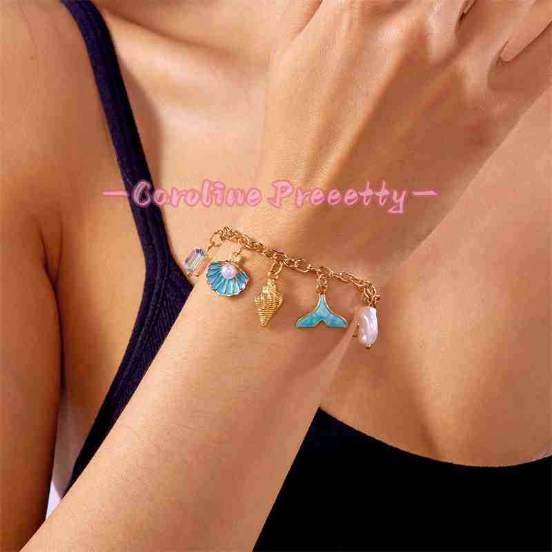 Summer beach starfish shell pearl pendant bracelet