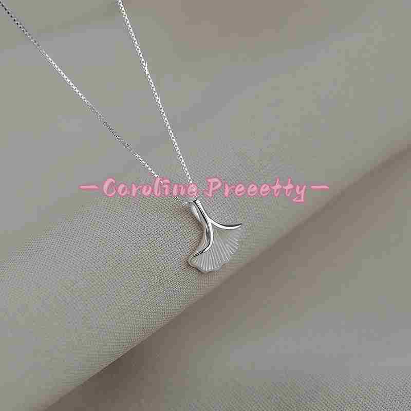 S999 pure silver ginkgo leaf necklace