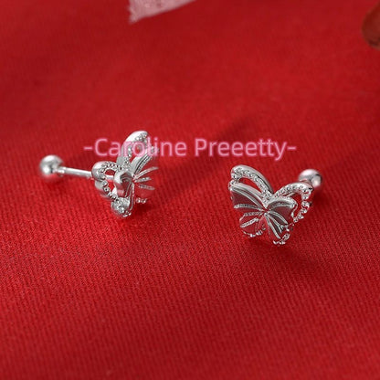 S925 sterling silver butterfly earrings