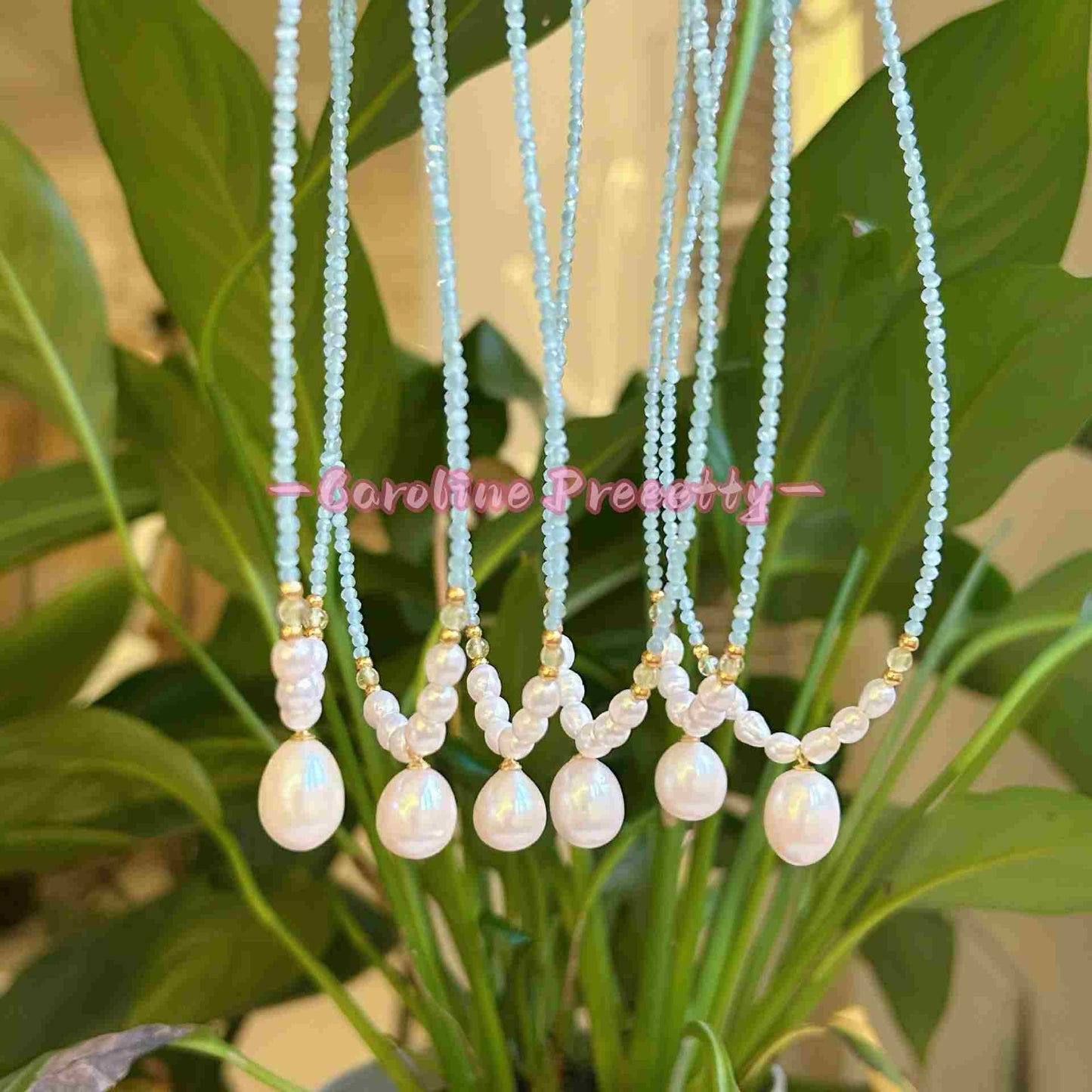 S925 Pure silver natural freshwater pearl water drop necklace,
