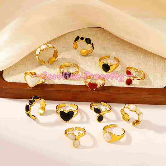Stainless steel heart-shaped open ring