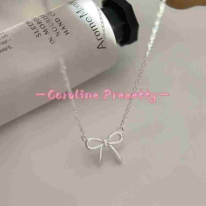 S999 pure silver bow necklace