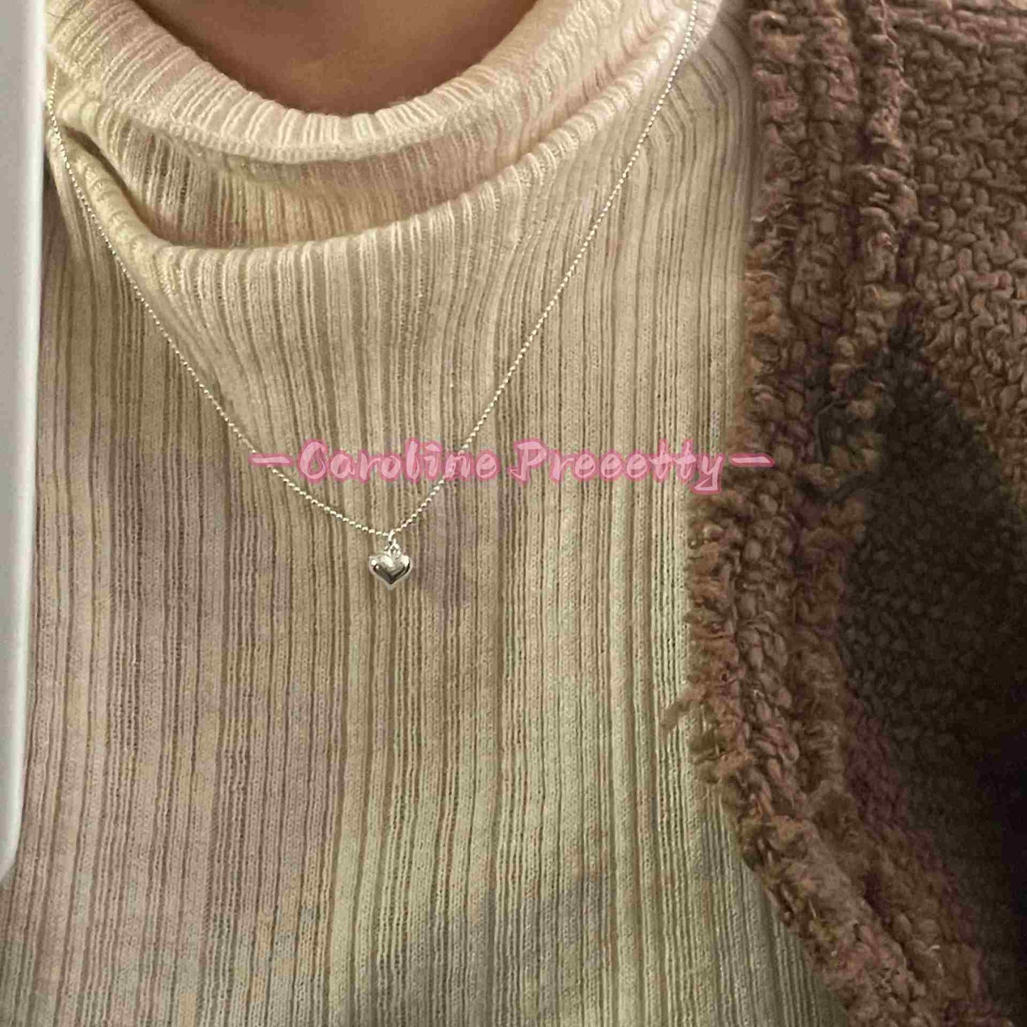 S925 pure silve heart-shaped necklace