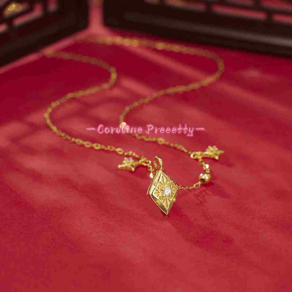 S925 sterling silver Sparkling Octagonal Star necklace