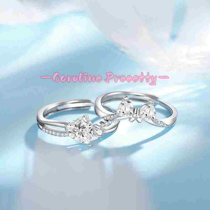 S925 sterling silver ring with a heart-shaped bow