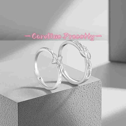 Pure Silver 925 couple rings, simple and niche four-leaf clover ring for men and women, InS-style luminous couple rings