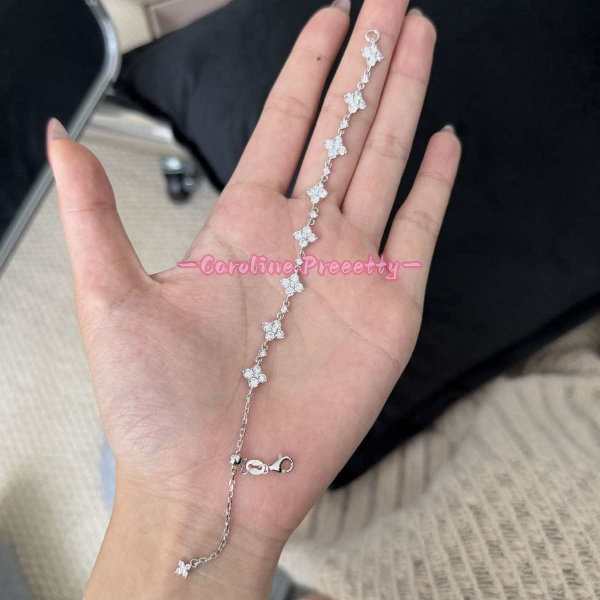 S925 sterling silver moissanite four-leaf clover bracelet