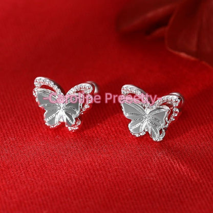 S925 sterling silver butterfly earrings
