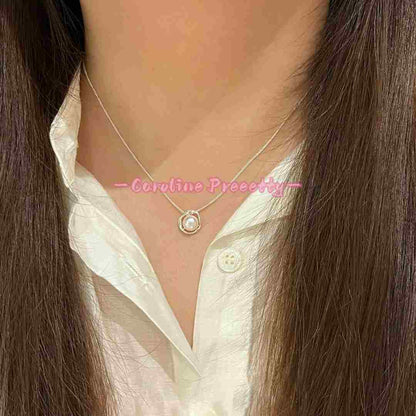 French retro pearl pendant necklace
