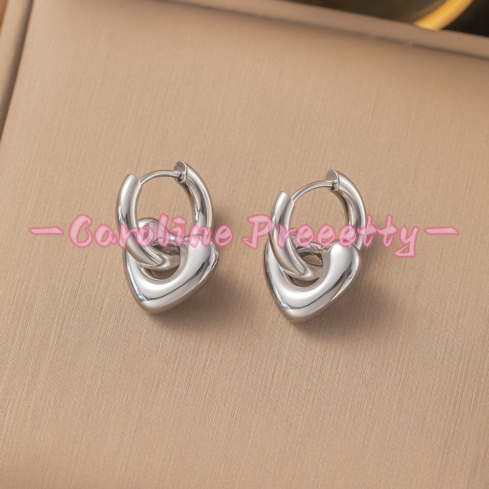 Heart stainless steel earrings plated real gold
