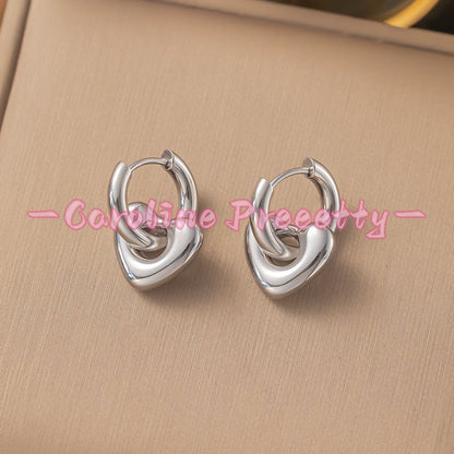 Heart stainless steel earrings plated real gold