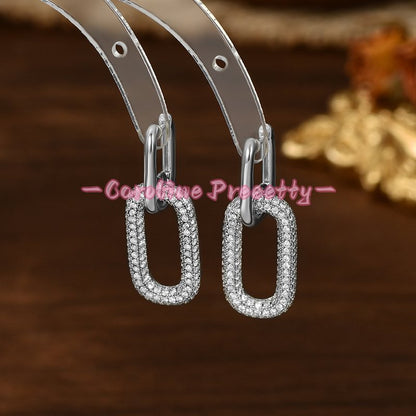 Oval earrings with zircon inlaid brass plated real gold