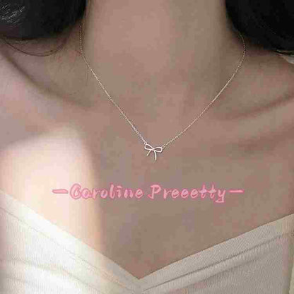 S999 pure silver bow necklace