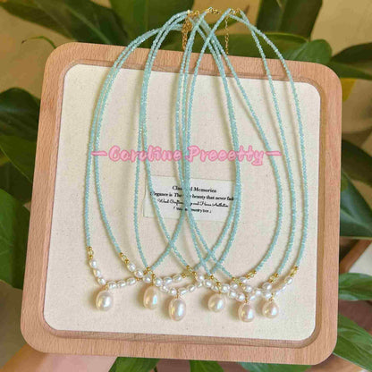 S925 Pure silver natural freshwater pearl water drop necklace,