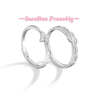 Pure Silver 925 couple rings, simple and niche four-leaf clover ring for men and women, InS-style luminous couple rings