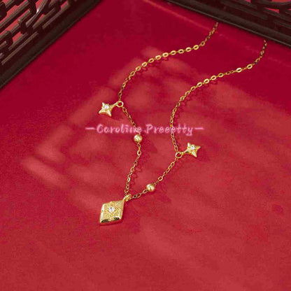 S925 sterling silver Sparkling Octagonal Star necklace