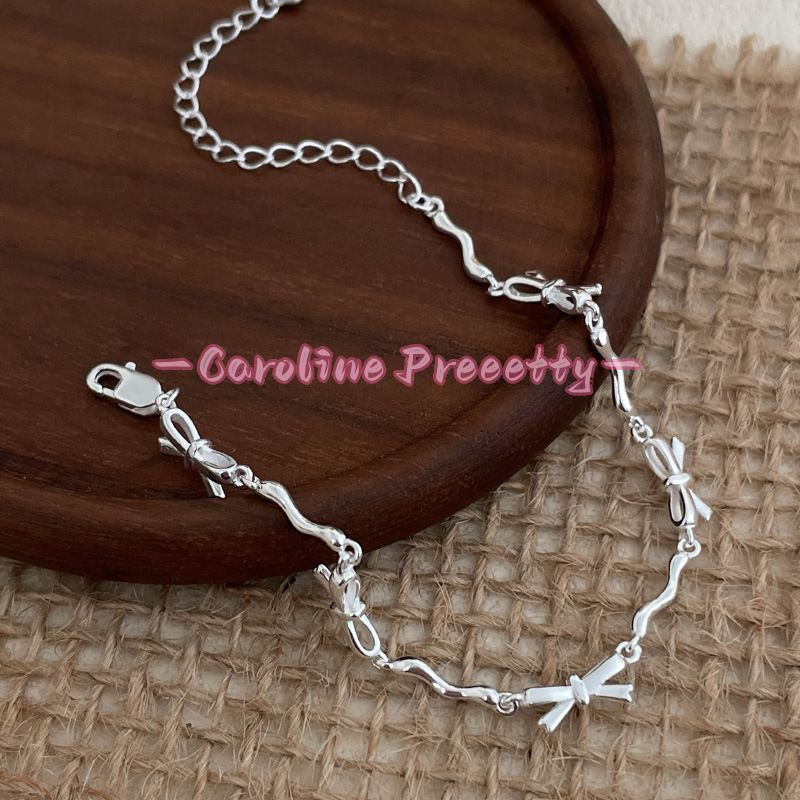 S925 Silver Korean version niche Wave Light Bow bracelet