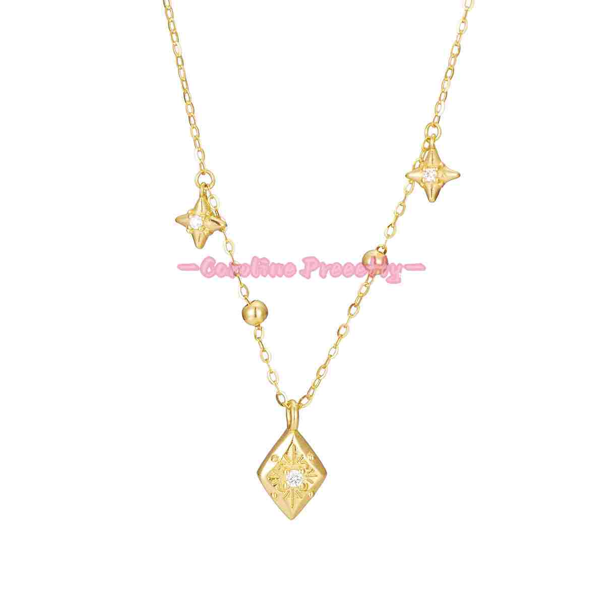 S925 sterling silver Sparkling Octagonal Star necklace