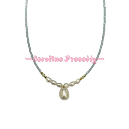 S925 Pure silver natural freshwater pearl water drop necklace,