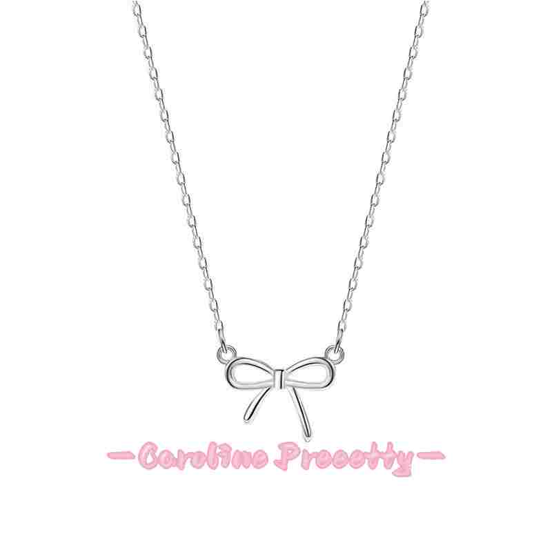 S999 pure silver bow necklace