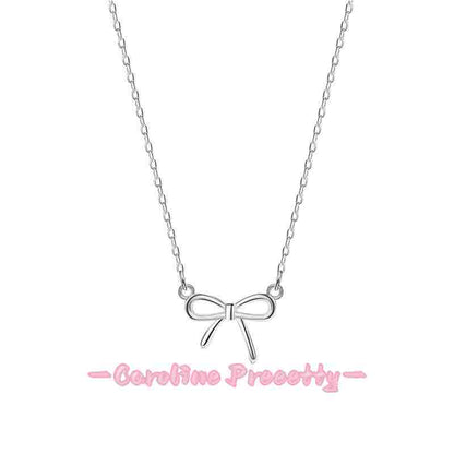 S999 pure silver bow necklace