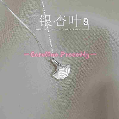 S999 pure silver ginkgo leaf necklace