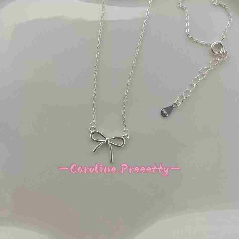 S999 pure silver bow necklace
