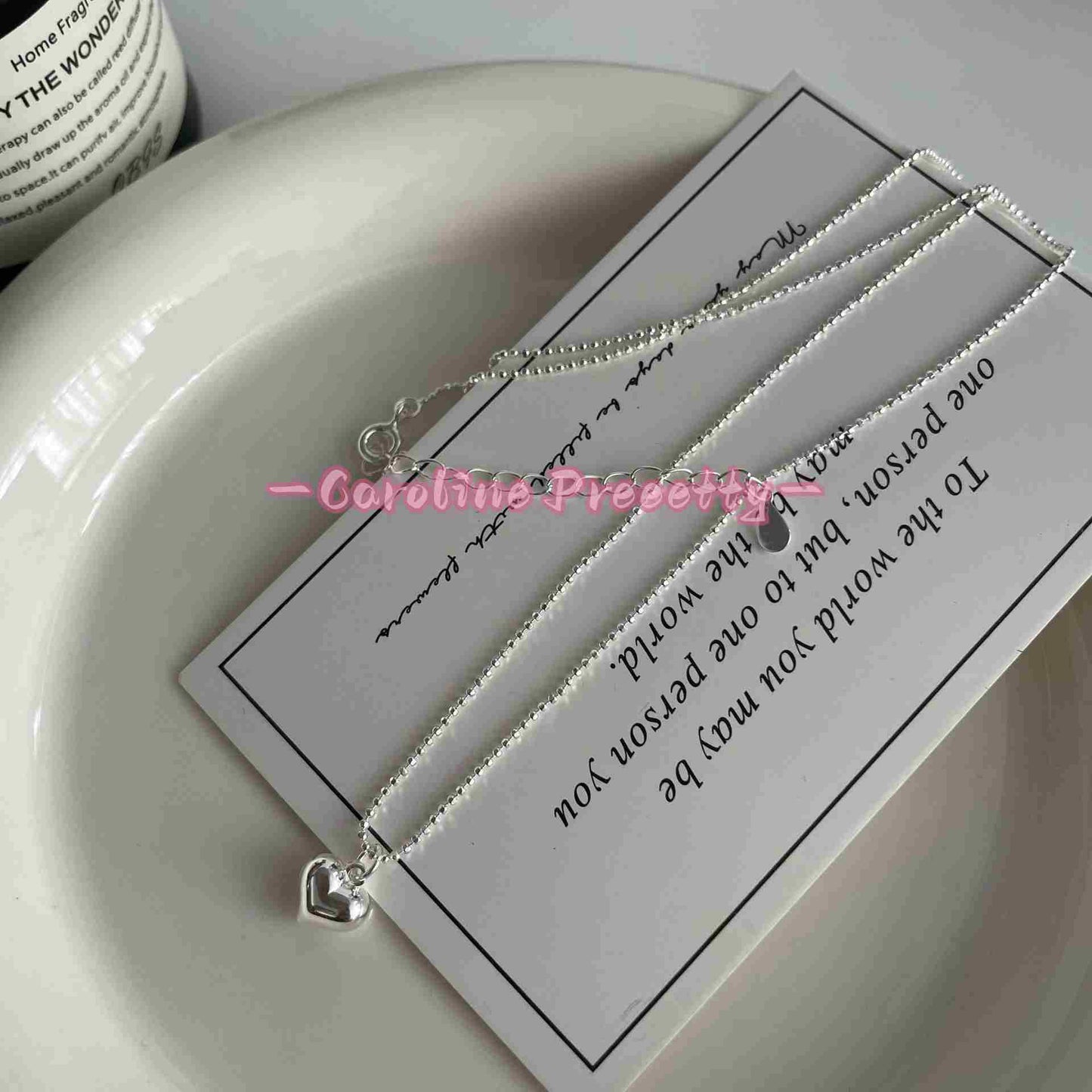 S925 pure silve heart-shaped necklace