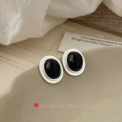 Cat's eye stone geometric trendy stud earrings