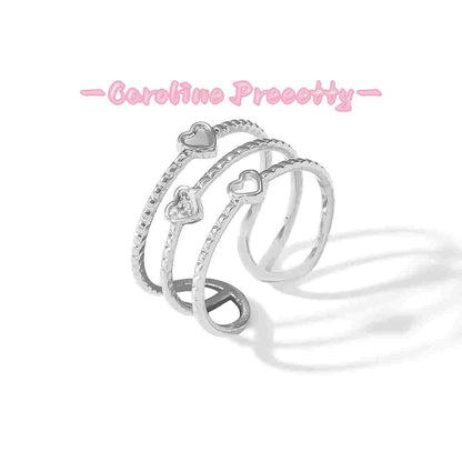 Stainless steel heart-shaped open ring