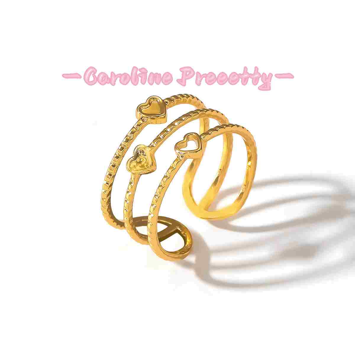 Stainless steel heart-shaped open ring